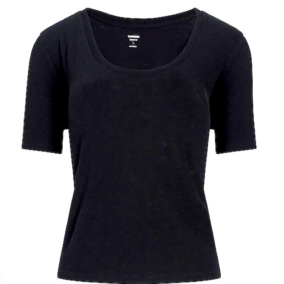 EXPRESS Skimming Scoop Neck black Tee short sleeves size S NWT - Picture 7 of 8